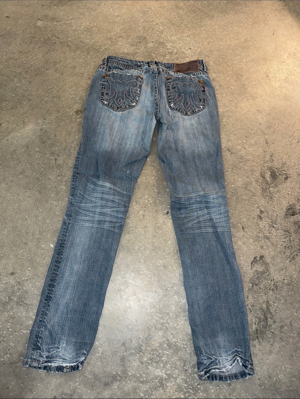 Men's Straight Jeans in Distressed Light Blue Denim